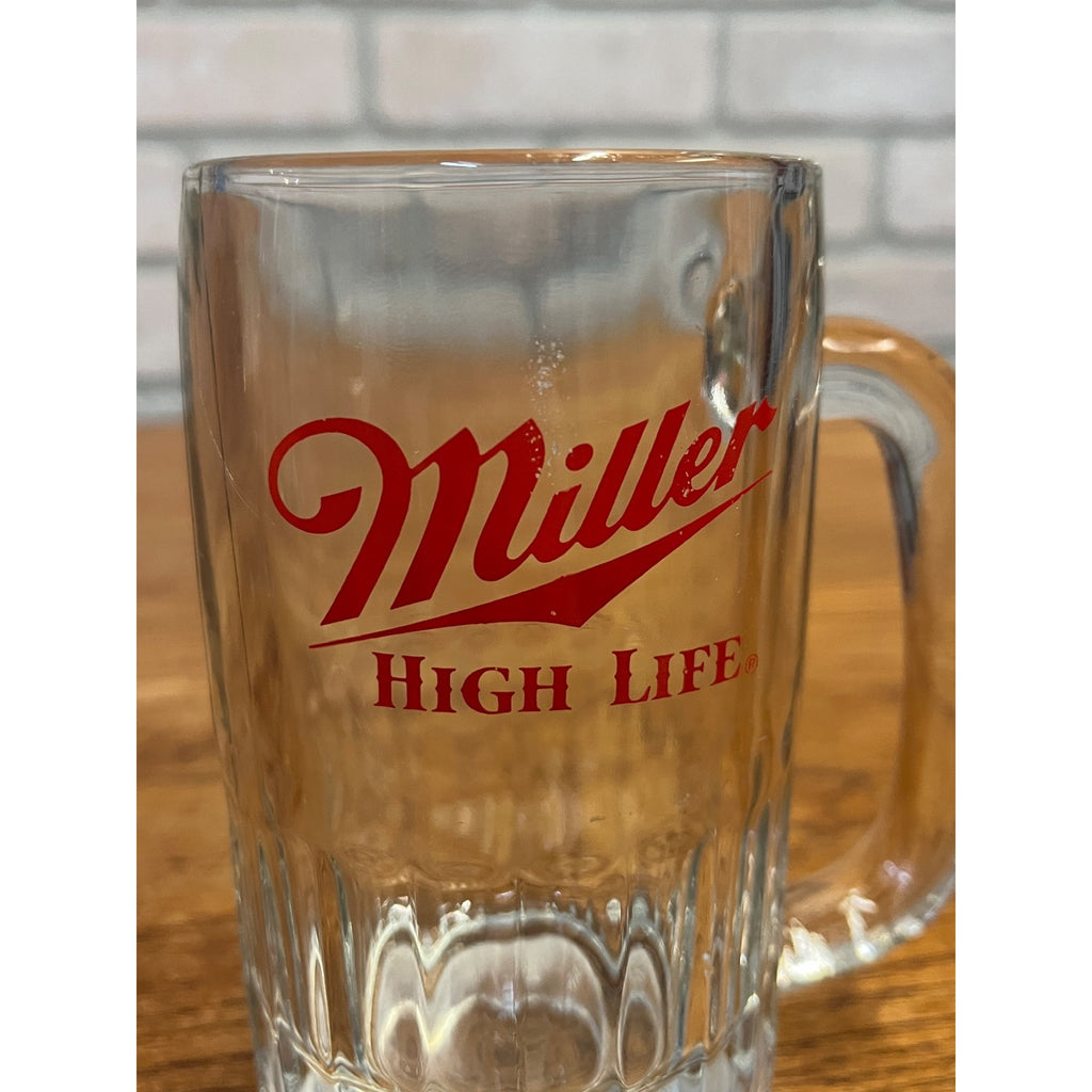 Vintage Miller High Life Heavy Glass Mug Beer Stein Barware