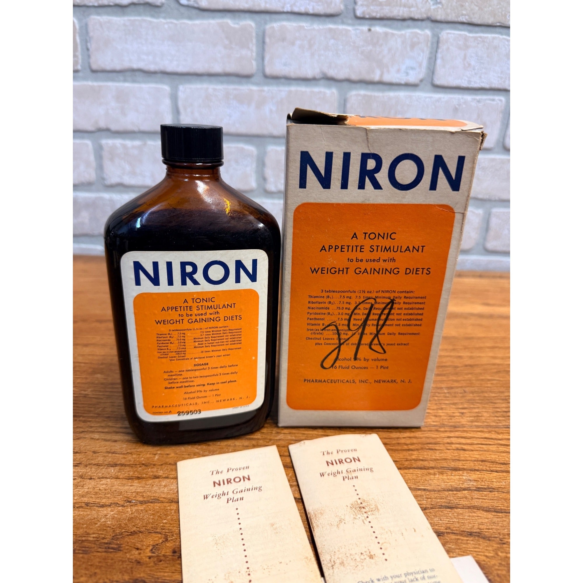 Vintage Niron Appetite Stimulate Tonic Weight Gain Formula Medicine Collectible