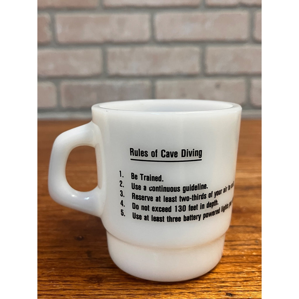Vintage Galaxy Oven Milk Glass Small Mug NSS Speleological Cave Diving Scuba