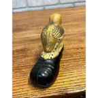 Vintage 1920s Celluloid Baby Rattle Bird in Shoe Easter Baby Chick Viscoloid Toy