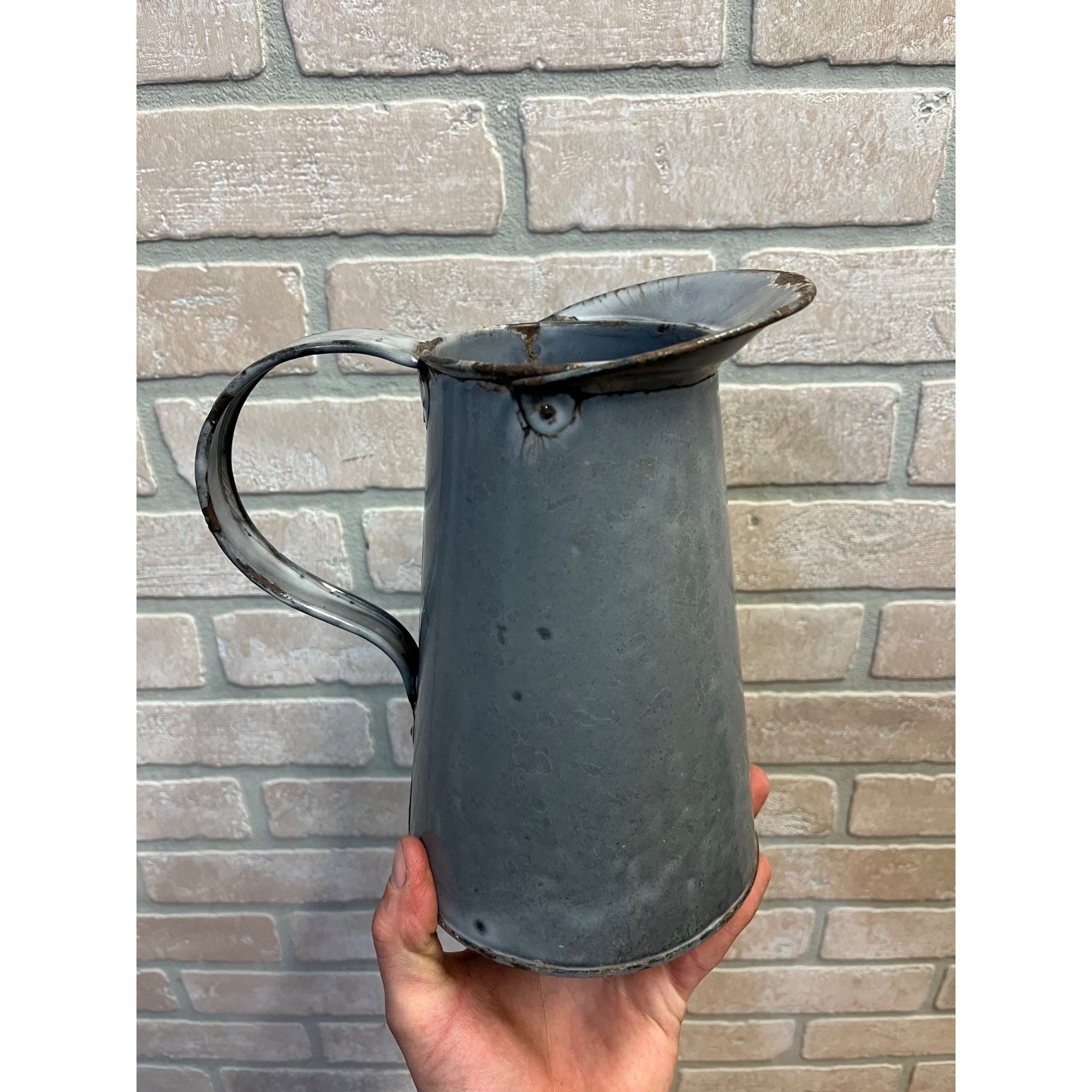 Antique Primitive Grey Graniteware Enamelware Large Measure Farmhouse Kitchen Decor