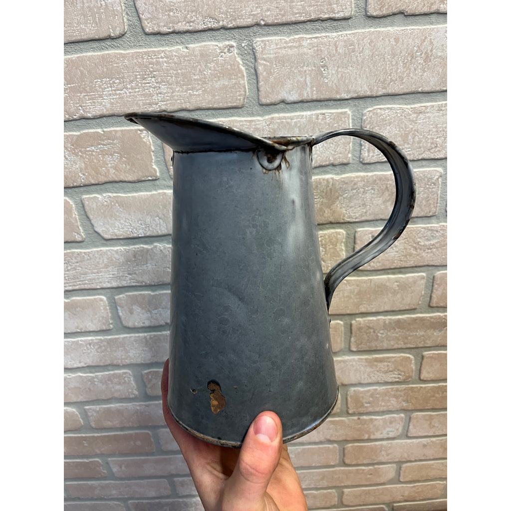 Antique Primitive Grey Graniteware Enamelware Large Measure Farmhouse Kitchen Decor