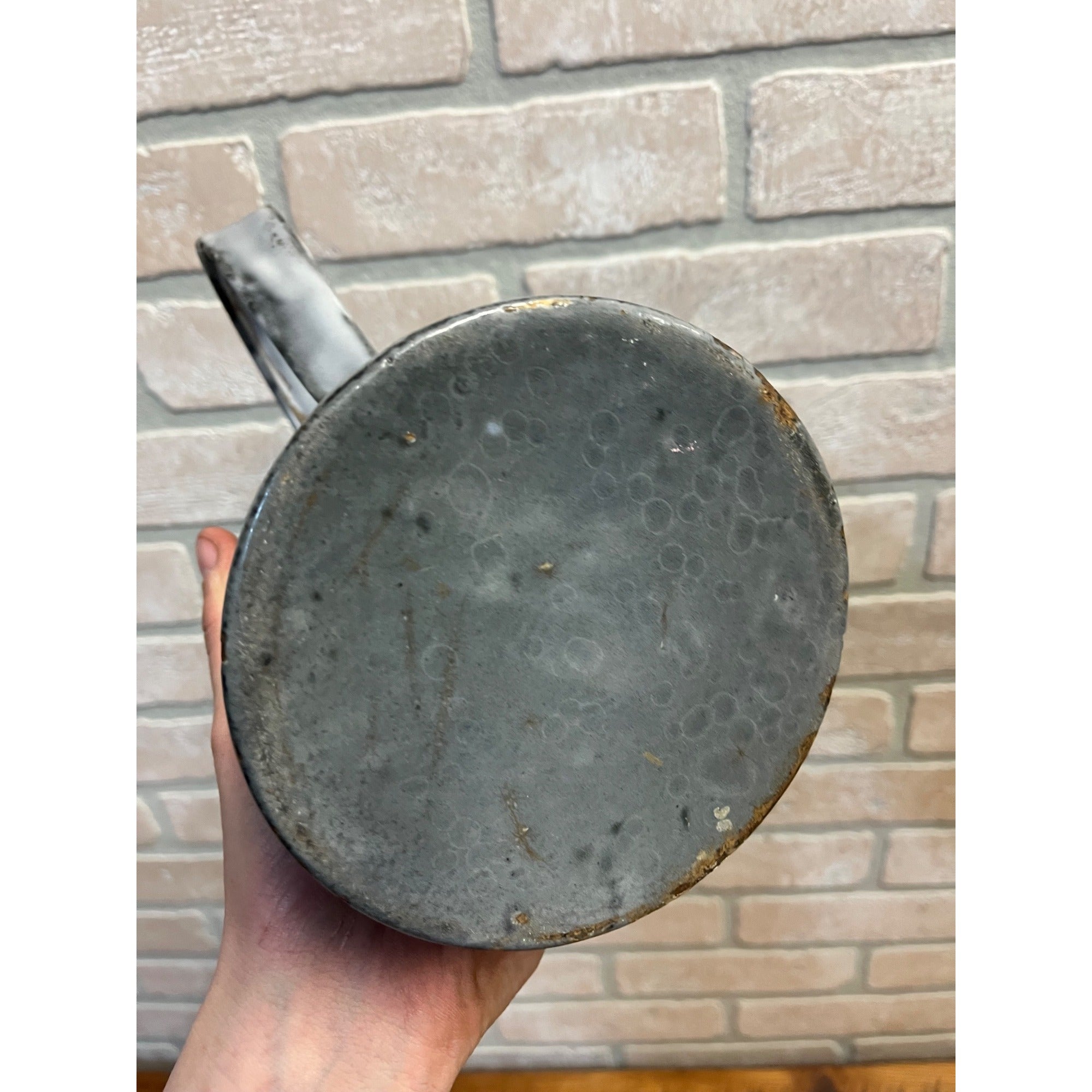 Antique Primitive Grey Graniteware Enamelware Large Measure Farmhouse Kitchen Decor