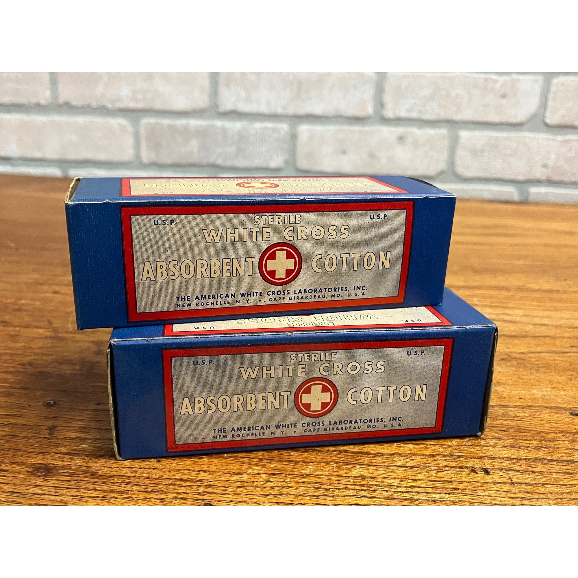 Vintage Gauze Bandage Boxes American White Cross Absorbent Cotton (2) NOS Lot