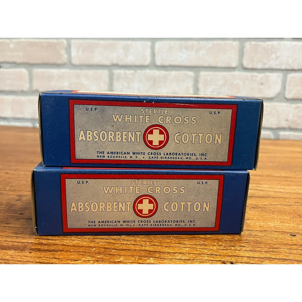 Vintage Gauze Bandage Boxes American White Cross Absorbent Cotton (2) NOS Lot
