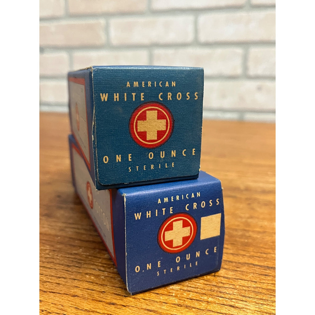 Vintage Gauze Bandage Boxes American White Cross Absorbent Cotton (2) NOS Lot