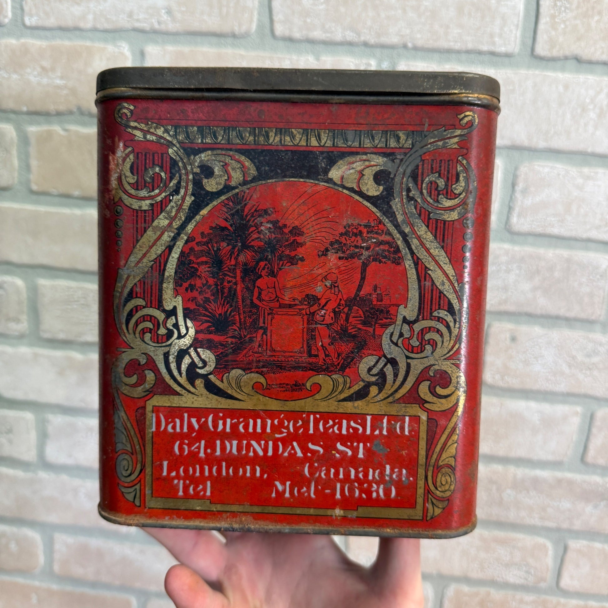 Daly Grange Teas Kitchen Advertising Tin Container Ornate London, Canada