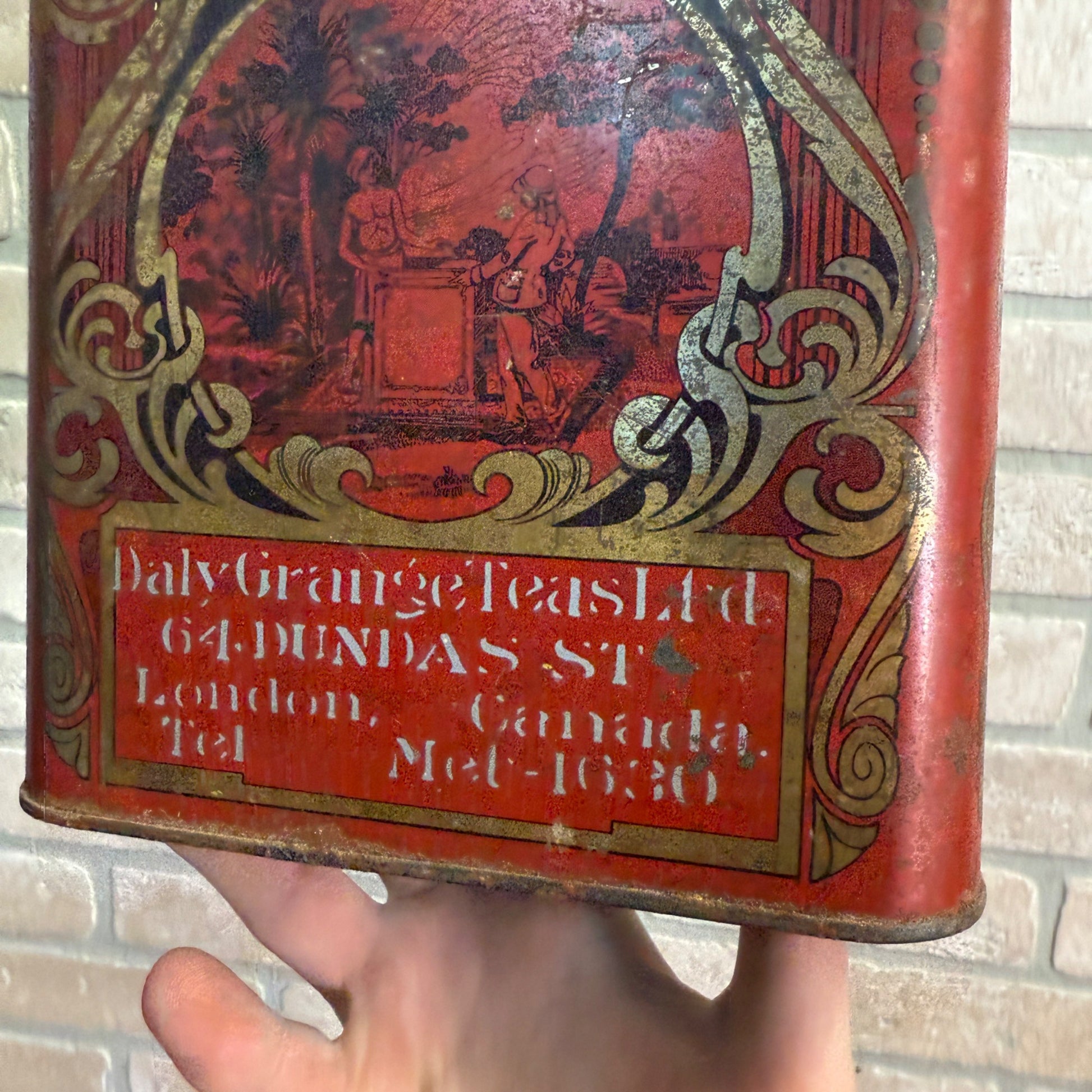 Daly Grange Teas Kitchen Advertising Tin Container Ornate London, Canada