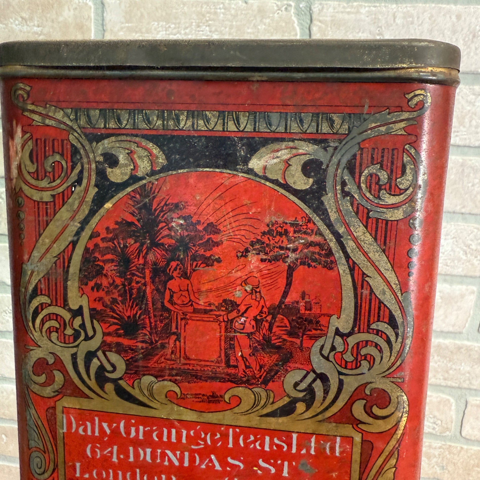 Daly Grange Teas Kitchen Advertising Tin Container Ornate London, Canada