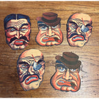 Vintage 1940s Halloween Cardboard Costume Masks Japan Lot (5) Eyepatch Cigar