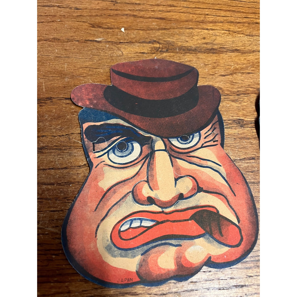 Vintage 1940s Halloween Cardboard Costume Masks Japan Lot (5) Eyepatch Cigar