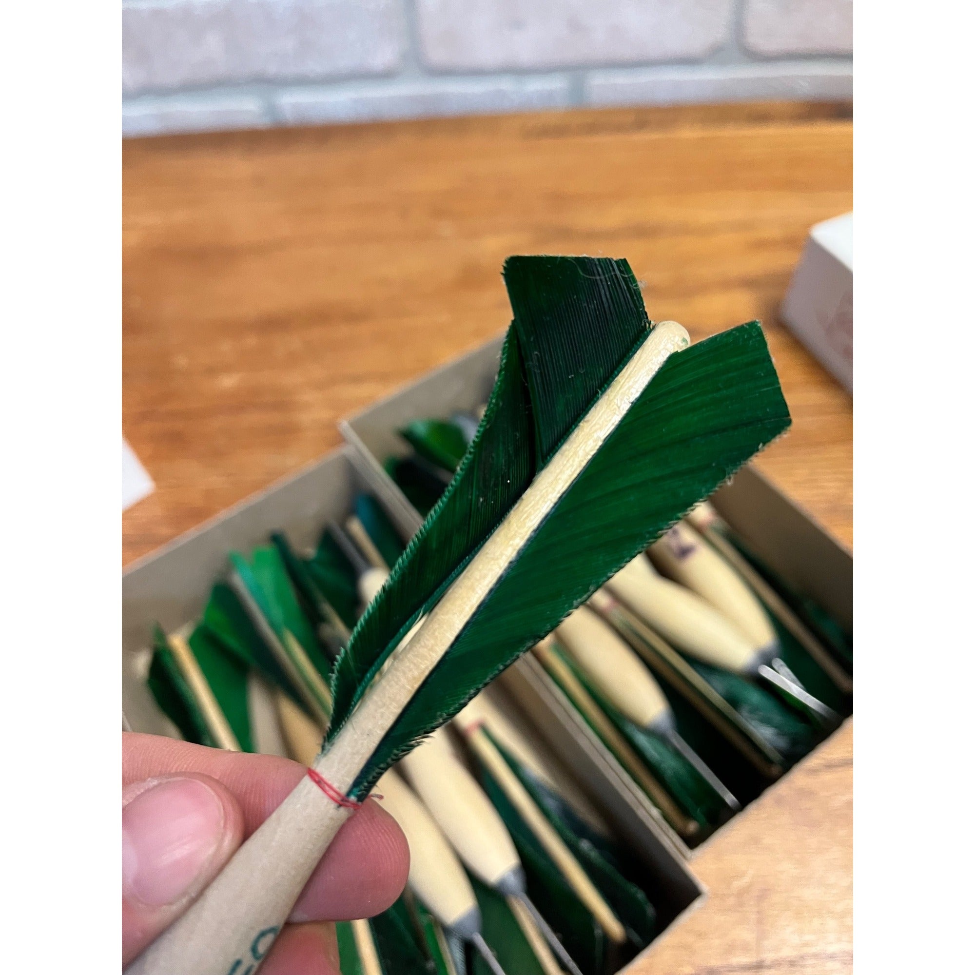 Vintage APEX No.2 Wood Tournament Darts Green Turkey Feathers