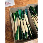 Vintage APEX No.2 Wood Tournament Darts Green Turkey Feathers