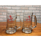 Vintage Leinenkugel Beer Mug Heavy Glass Mugs 12oz Pair Lot (2) Indian Maiden