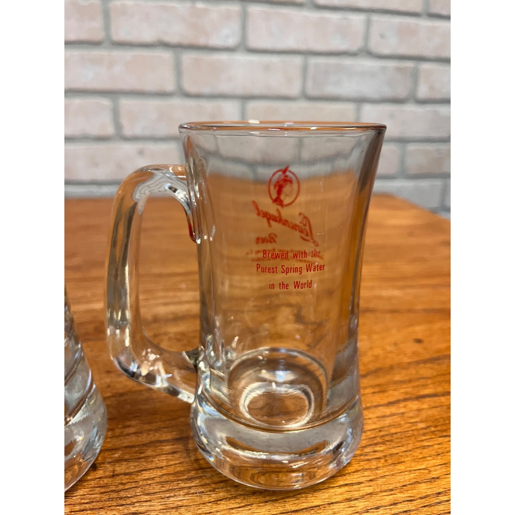 Vintage Leinenkugel Beer Mug Heavy Glass Mugs 12oz Pair Lot (2) Indian Maiden