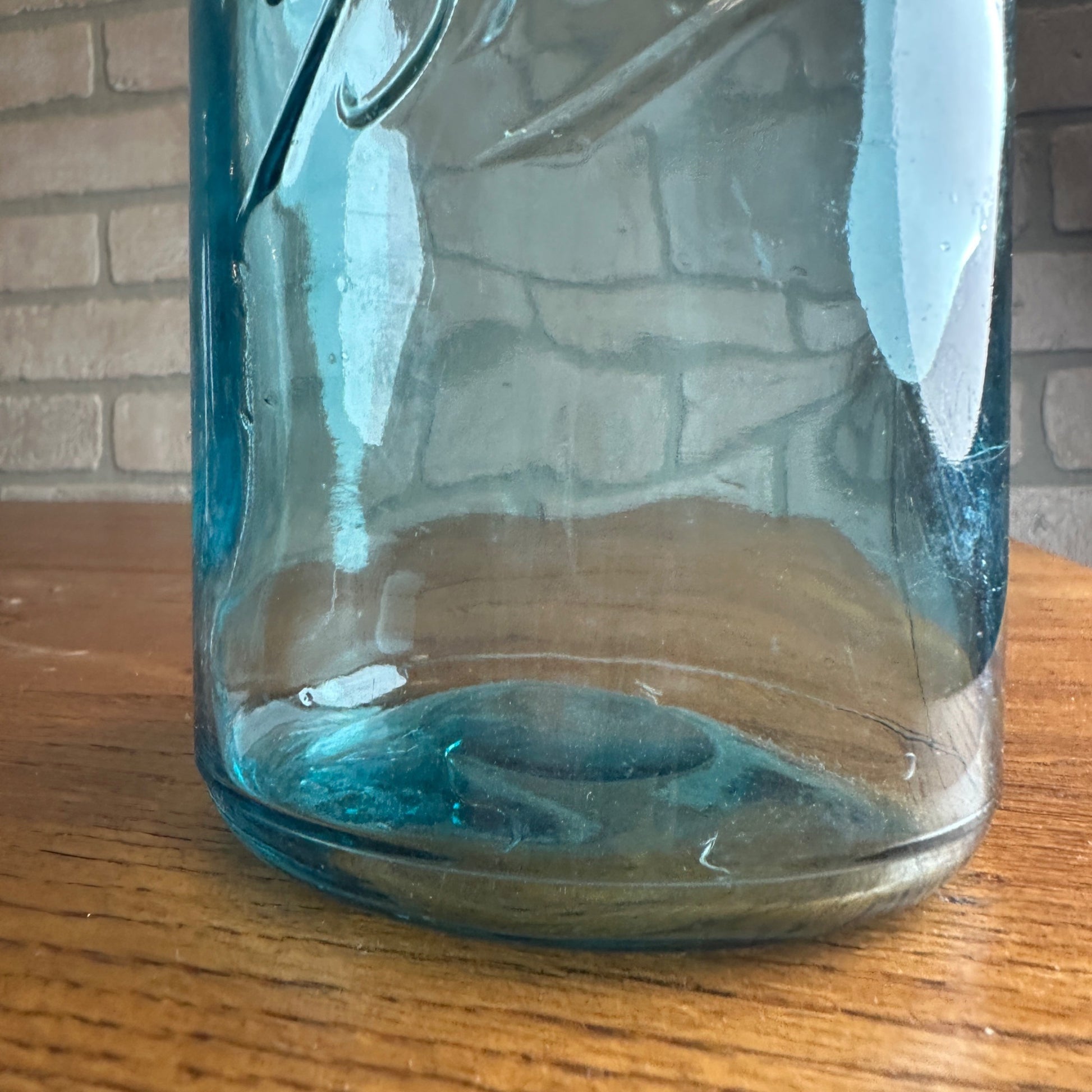 Antique Ball Triple L Mason Fruit Jar Blue Aqua Marked "A" "4" #4 Quart
