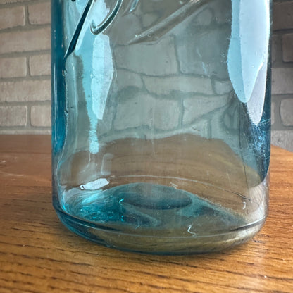 Antique Ball Triple L Mason Fruit Jar Blue Aqua Marked "A" "4" #4 Quart