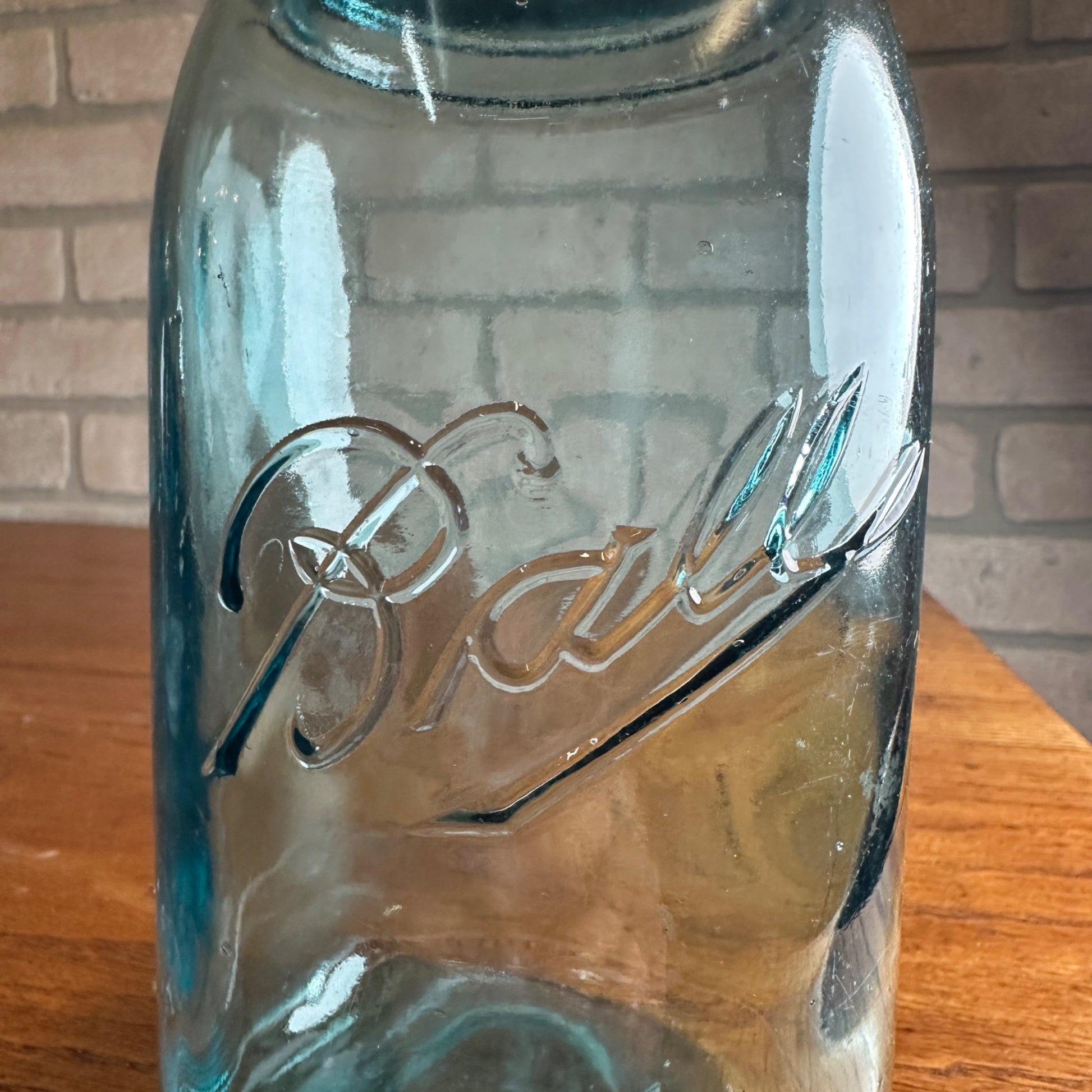 Antique Ball Triple L Mason Fruit Jar Blue Aqua Marked "A" "4" #4 Quart