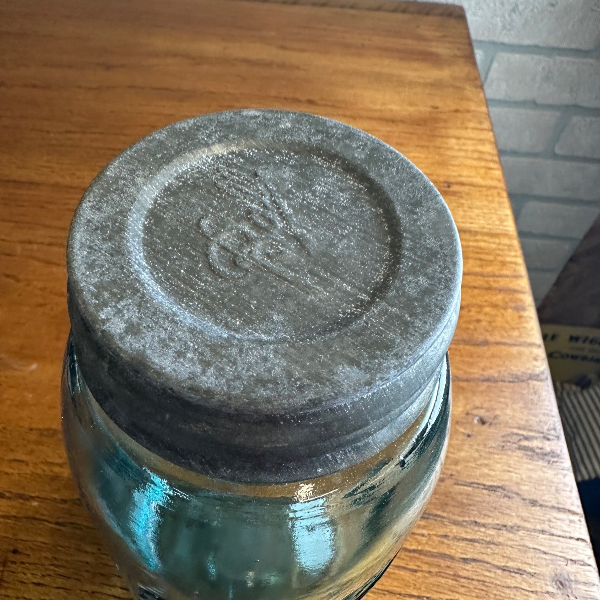 Antique Ball Triple L Mason Fruit Jar Blue Aqua Marked "A" "4" #4 Quart