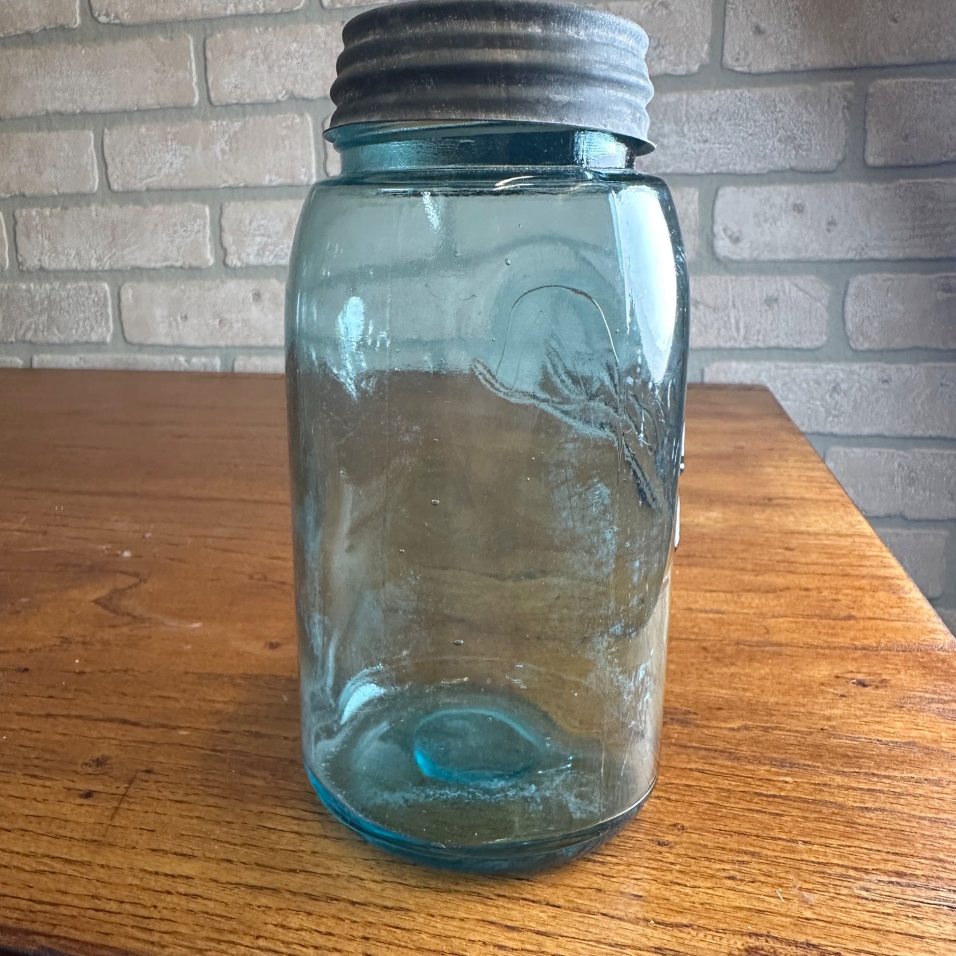 Antique Ball Triple L Mason Fruit Jar Blue Aqua Marked "A" "4" #4 Quart