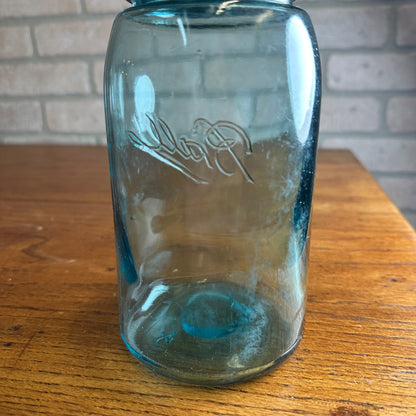 Antique Ball Triple L Mason Fruit Jar Blue Aqua Marked "A" "4" #4 Quart