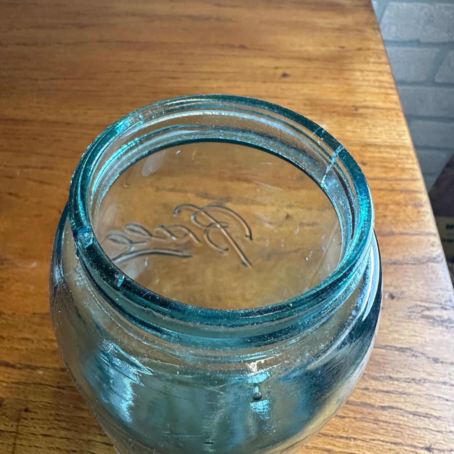 Antique Ball Triple L Mason Fruit Jar Blue Aqua Marked "A" "4" #4 Quart
