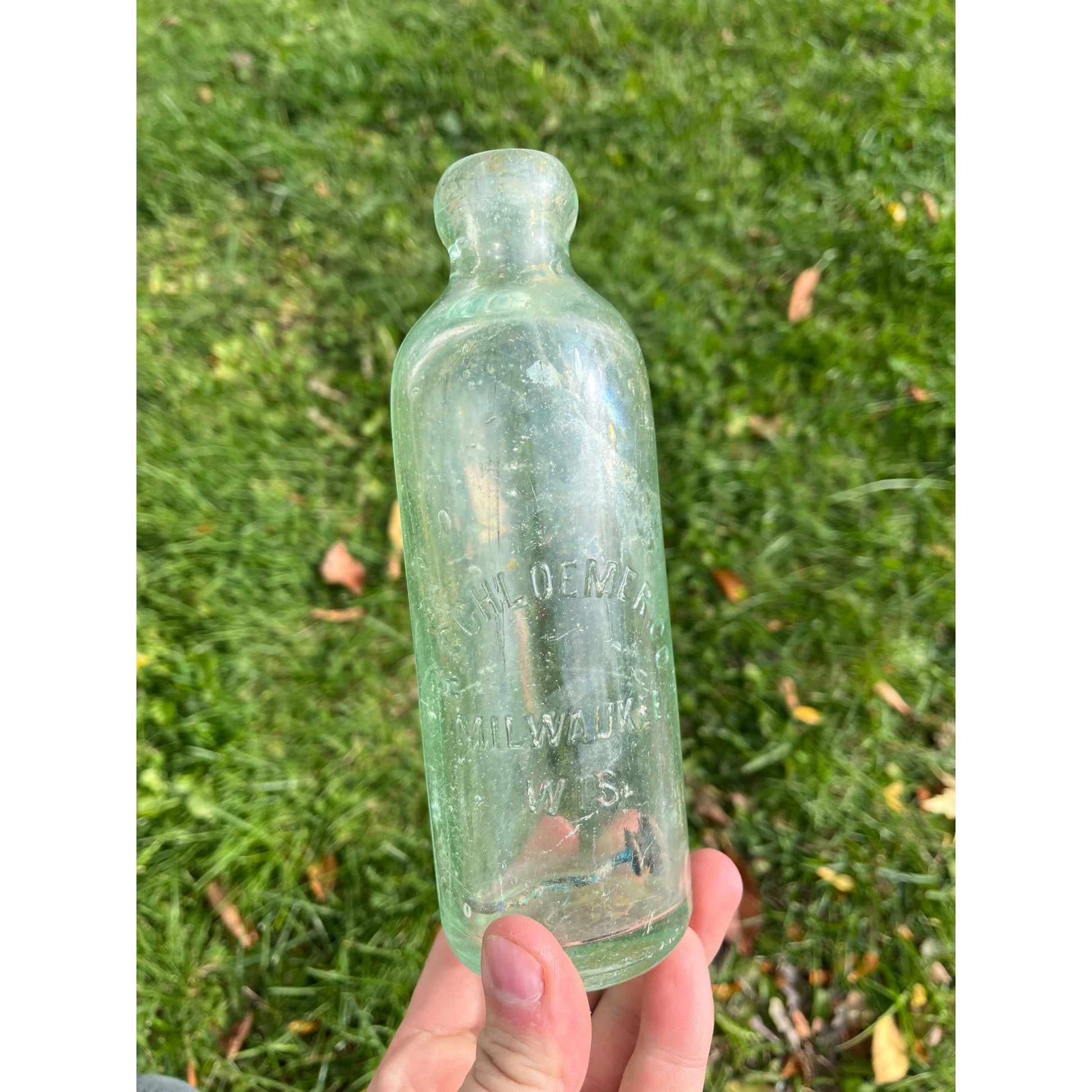 Vintage H. Schloemer Soda Beer Bottle Milwaukee Wisconsin Blob Hutchinson