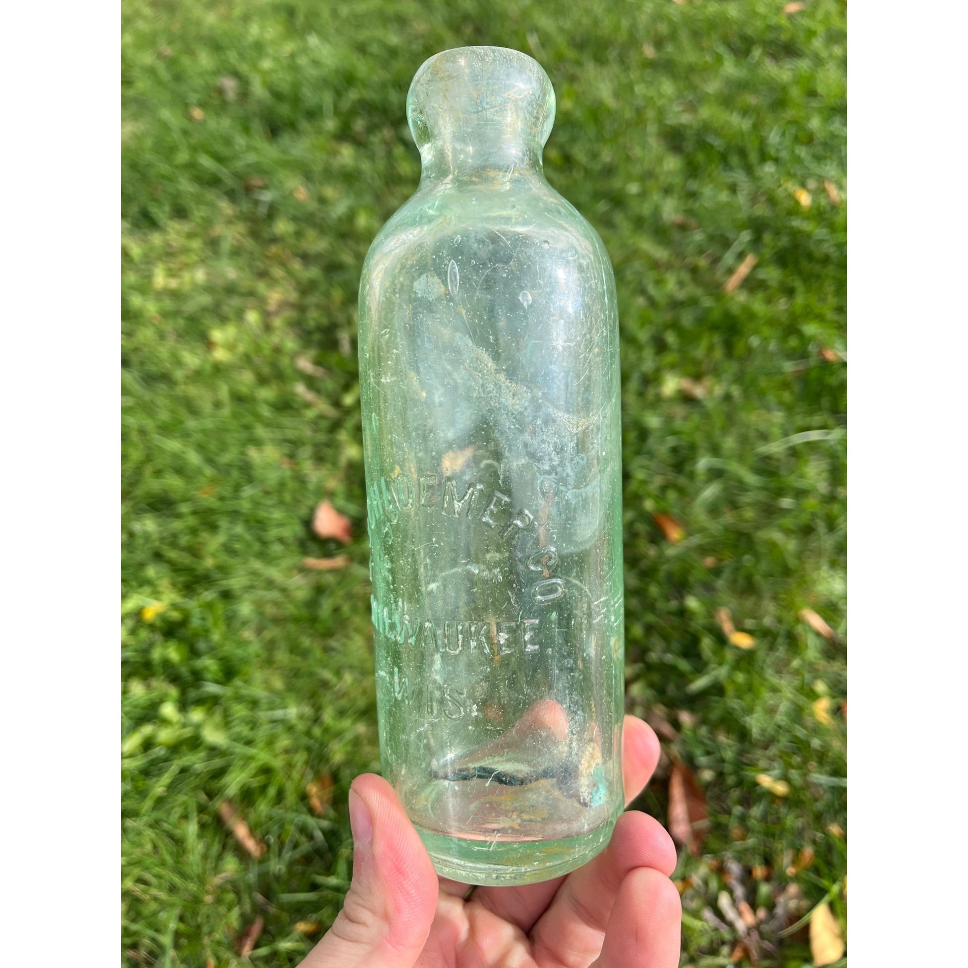 Vintage H. Schloemer Soda Beer Bottle Milwaukee Wisconsin Blob Hutchinson