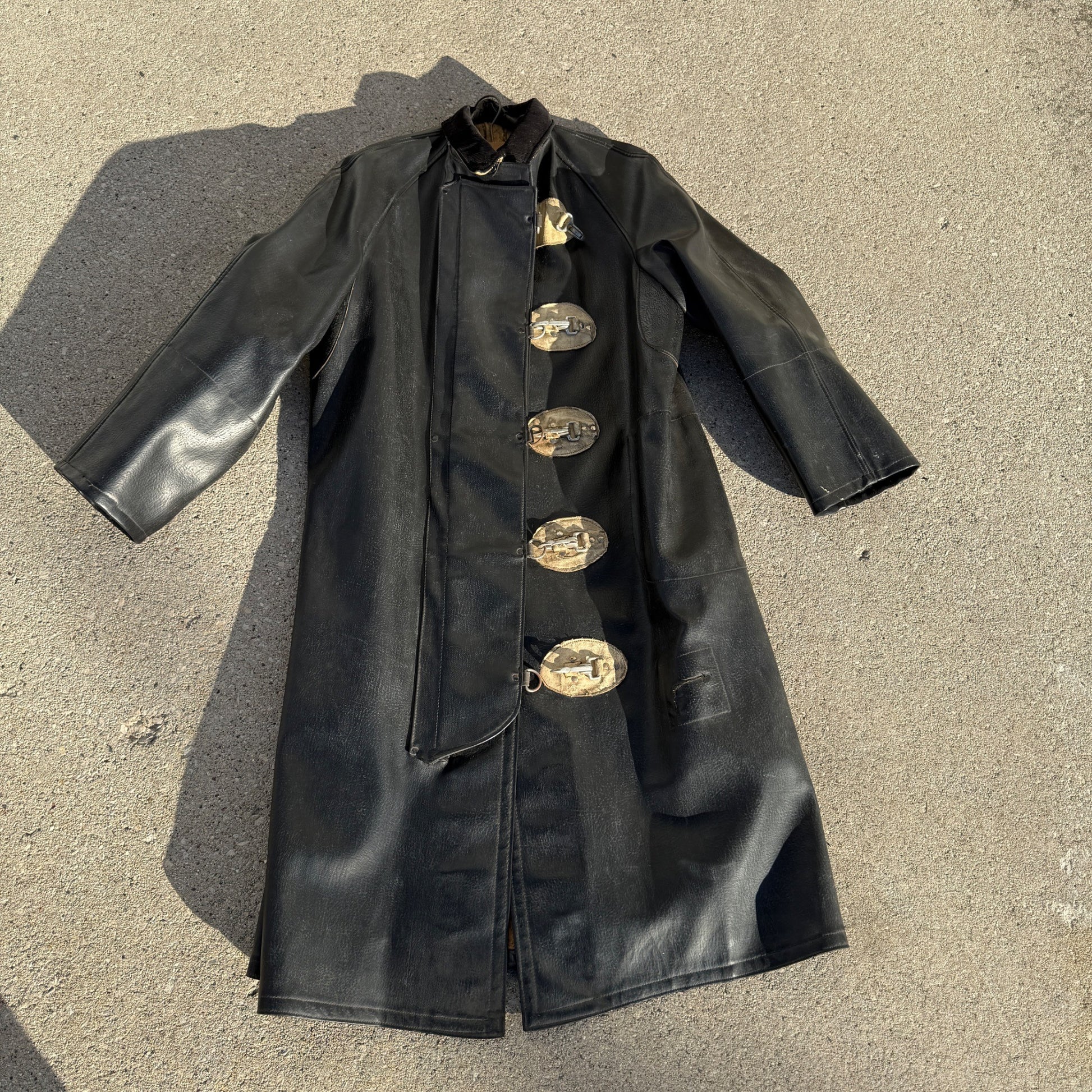 Antique Vintage Fire Police Dept Firefighter Rubber Jacket Coat Early Raincoat