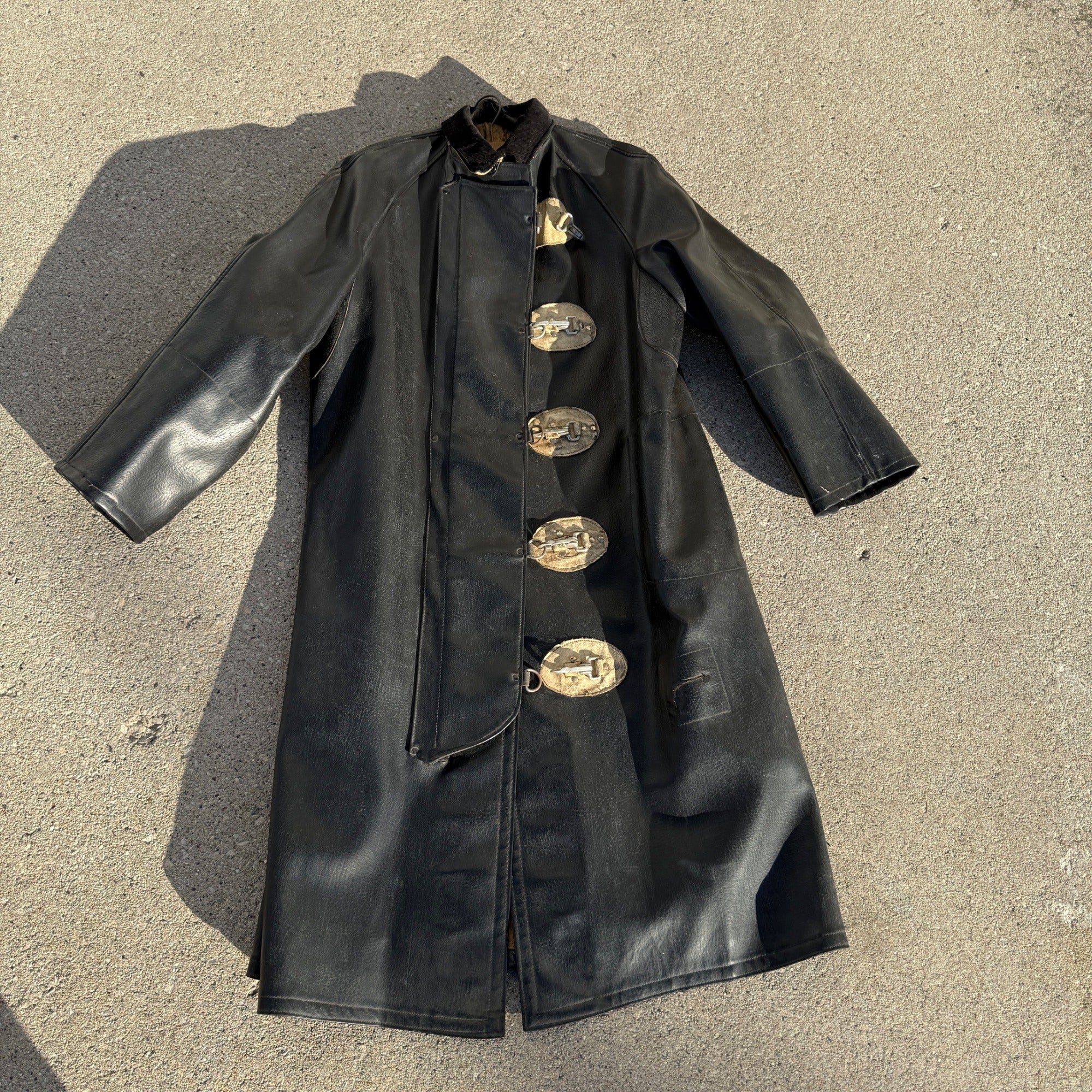 Antique Vintage Fire Police Dept Firefighter Rubber Jacket Coat Early Raincoat