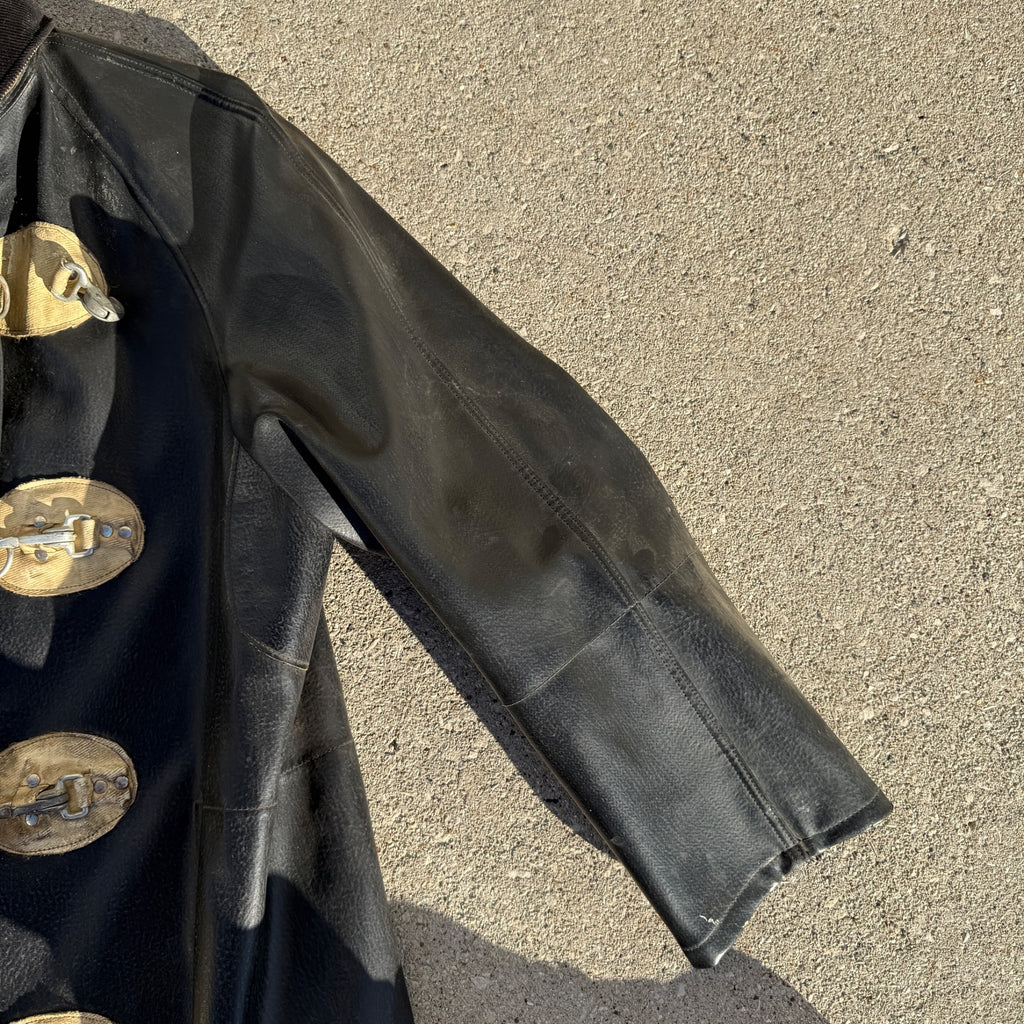 Antique Vintage Fire Police Dept Firefighter Rubber Jacket Coat Early Raincoat