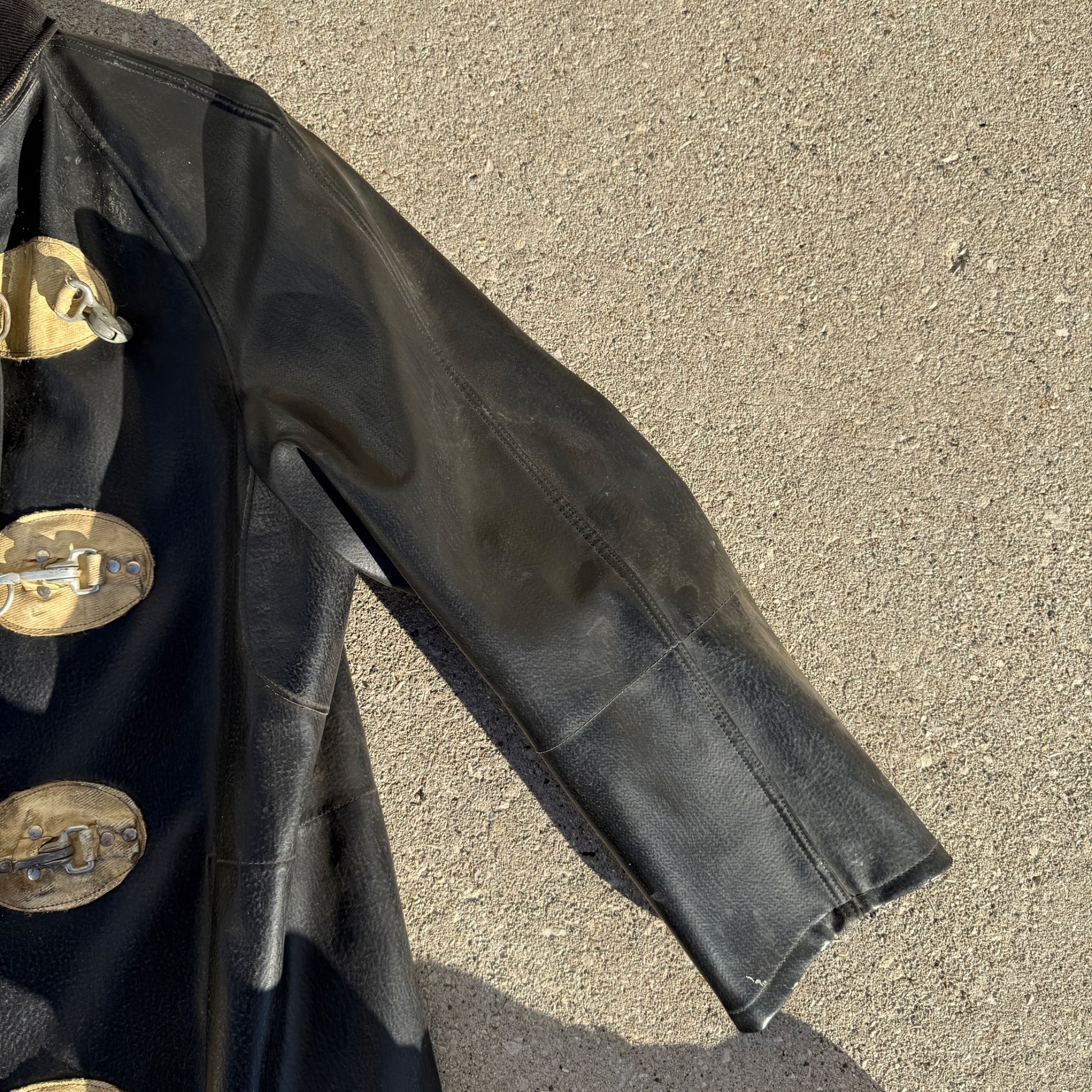 Antique Vintage Fire Police Dept Firefighter Rubber Jacket Coat Early Raincoat