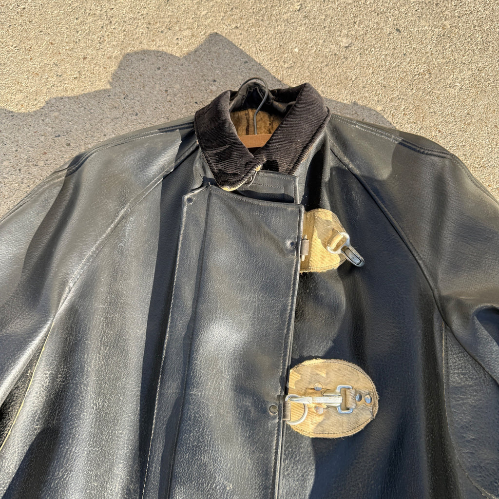 Antique Vintage Fire Police Dept Firefighter Rubber Jacket Coat Early Raincoat