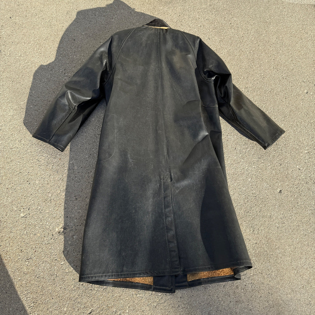 Antique Vintage Fire Police Dept Firefighter Rubber Jacket Coat Early Raincoat