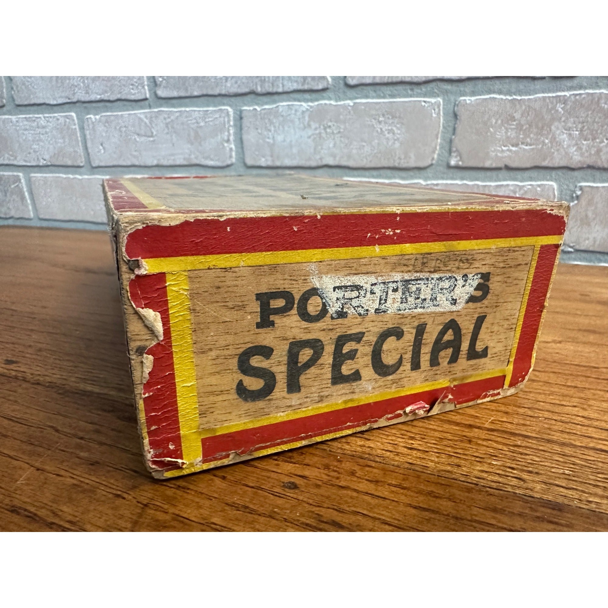 Vintage 1930s Porter's Special Wooden Cigar Box Tampa Milwaukee Wisconsin WI Wis