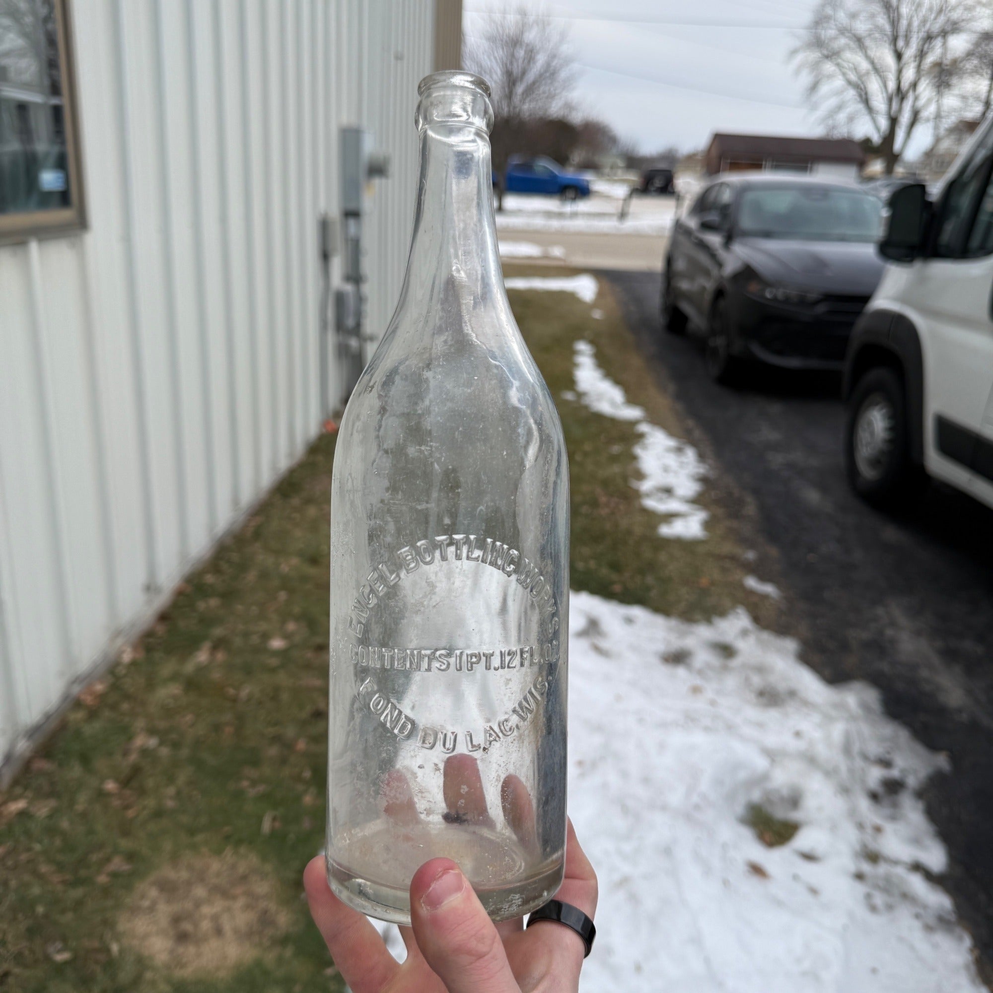 Engel Bottling Works Fond Du Lac Wis Quart Bottle 1 Pint 12 Fl Oz Clear Soda