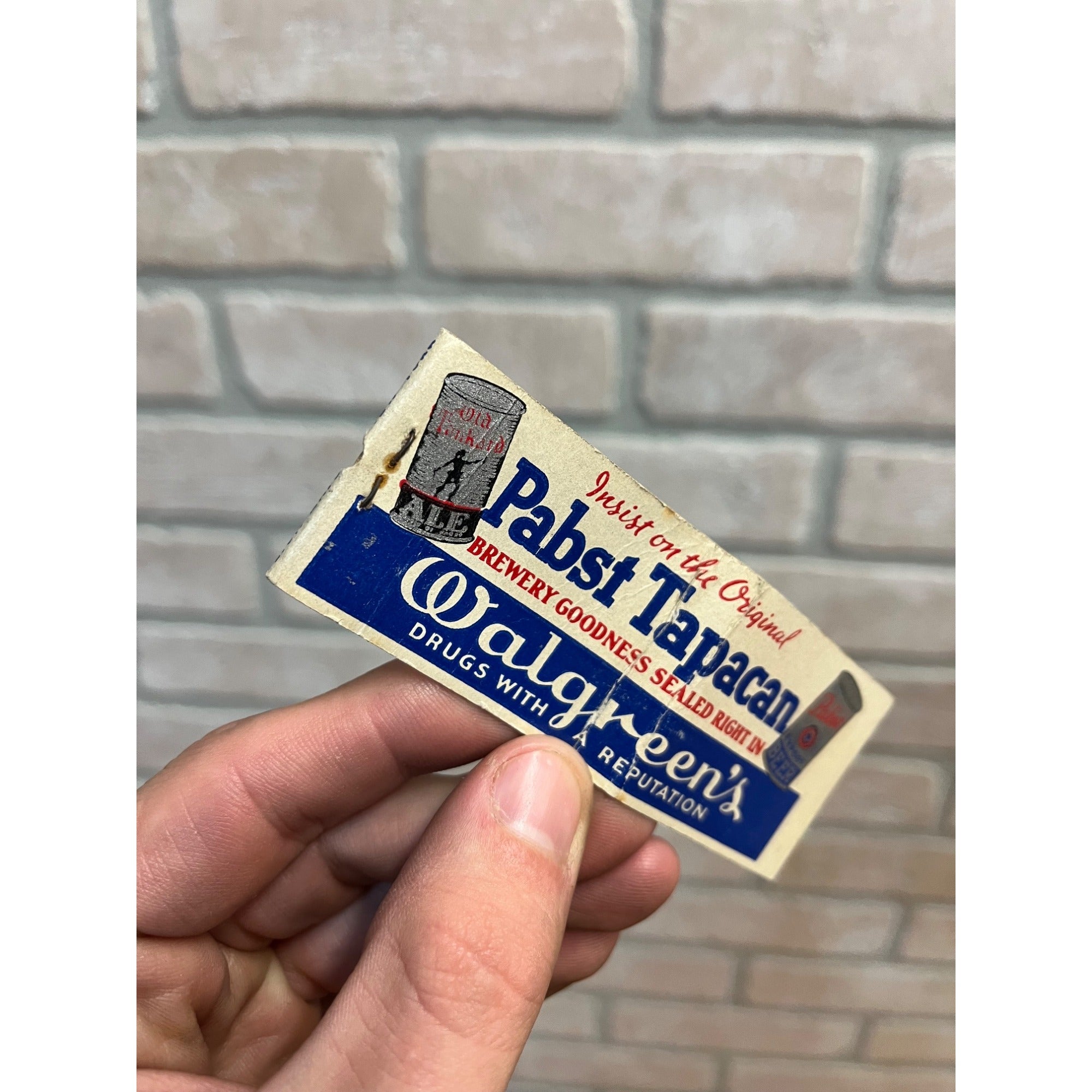 Vintage 1930's PABST TAPACAN BEER Old Tanard ALE Walgreen's Drugs Matchbook