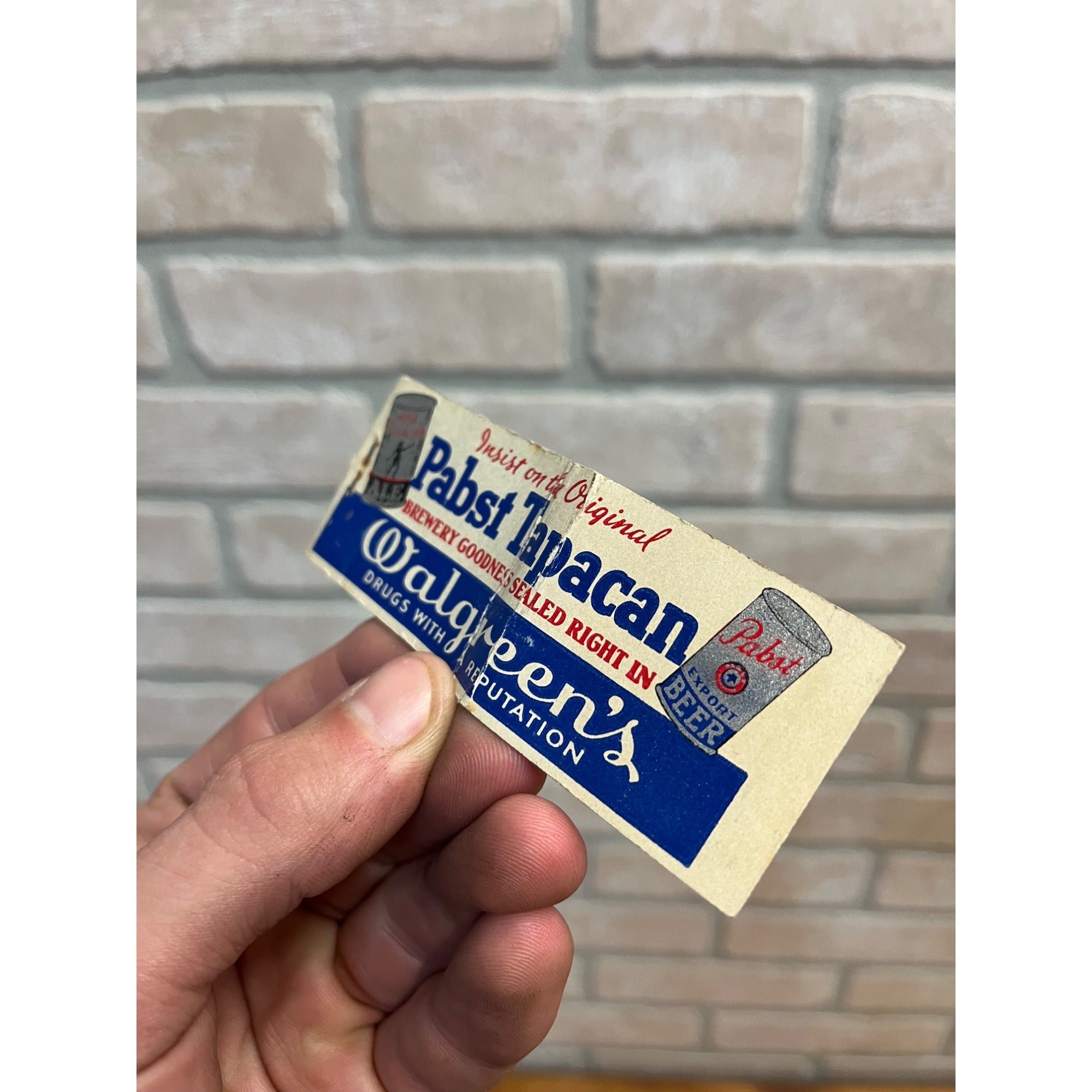 Vintage 1930's PABST TAPACAN BEER Old Tanard ALE Walgreen's Drugs Matchbook