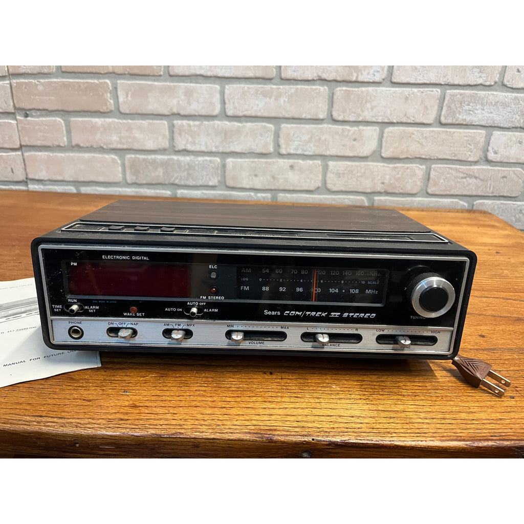 Vintage 70s Sears Com/Trek II 2 AM/FM Stereo Alarm Clock Radio Model 317 23910700