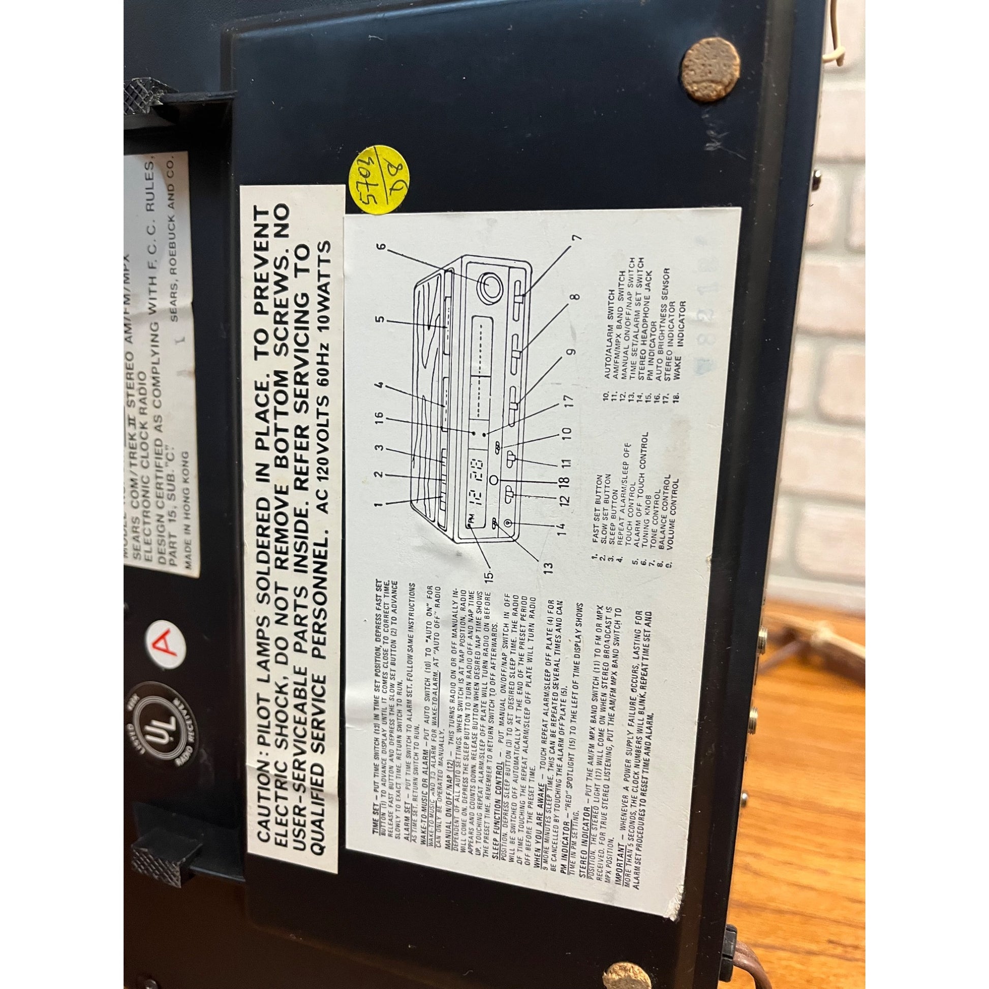 Vintage 70s Sears Com/Trek II 2 AM/FM Stereo Alarm Clock Radio Model 317 23910700