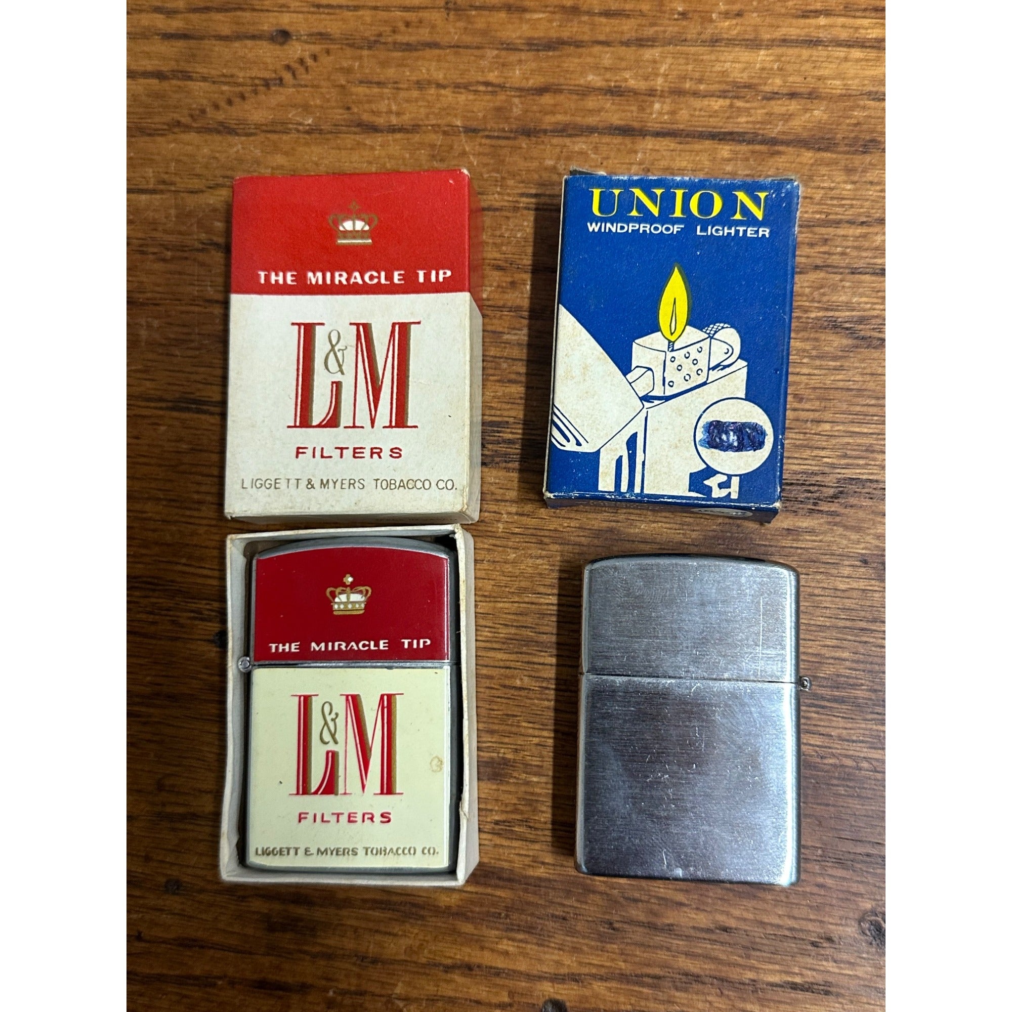 (2) Vintage Lighters Union & L&M Filters Cigarettes Advertising Continental