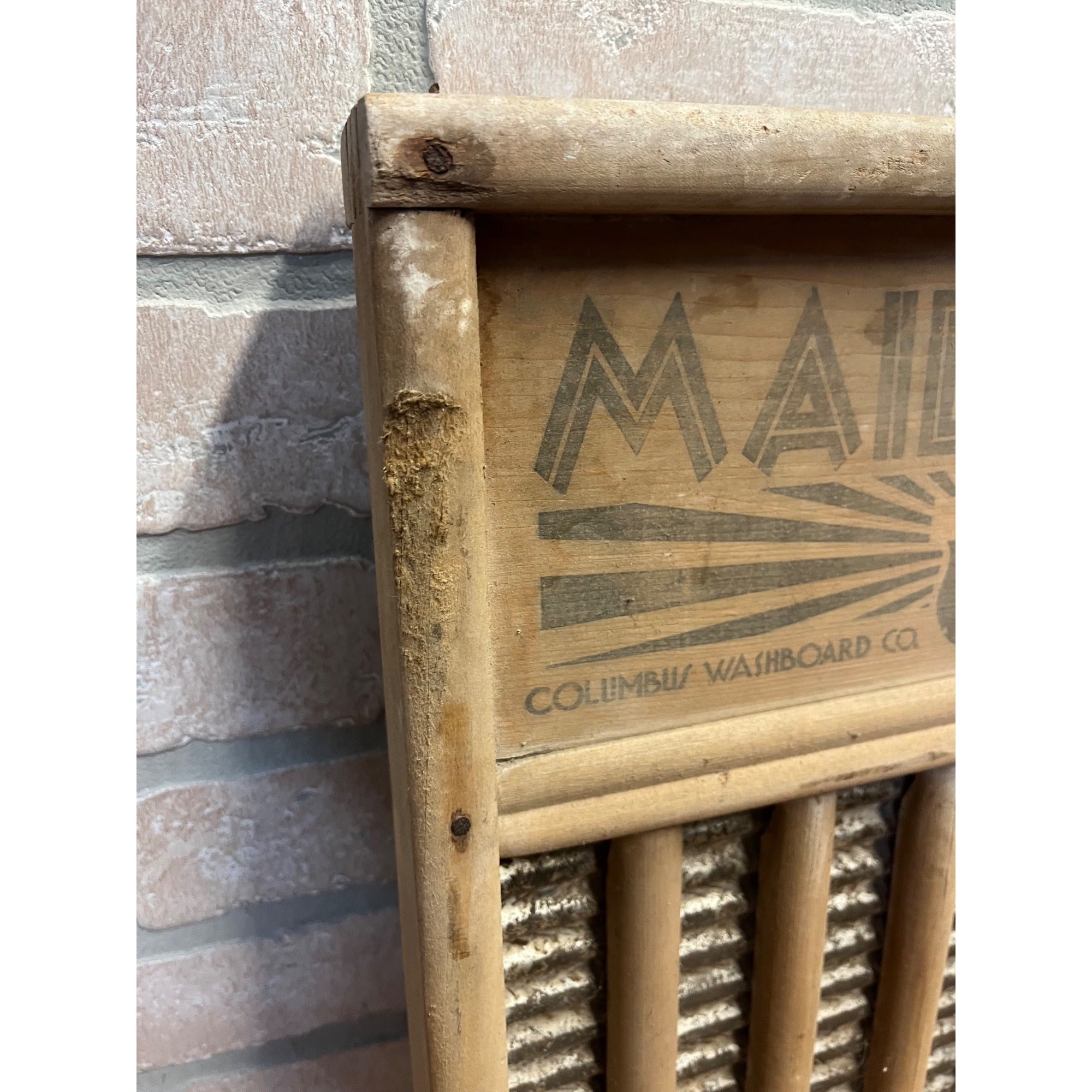 Vintage Wooden Washboard Maid Rite Columbus Washboard Co. Laundry Decor Ohio