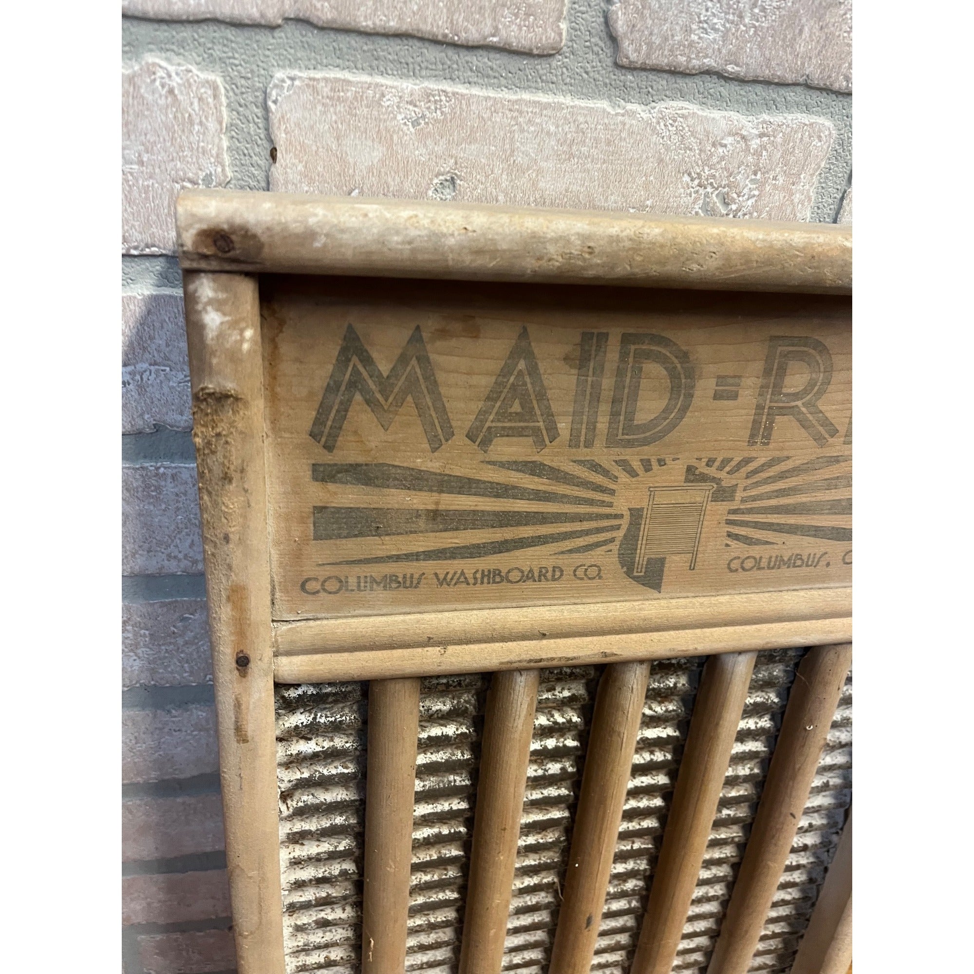 Vintage Wooden Washboard Maid Rite Columbus Washboard Co. Laundry Decor Ohio