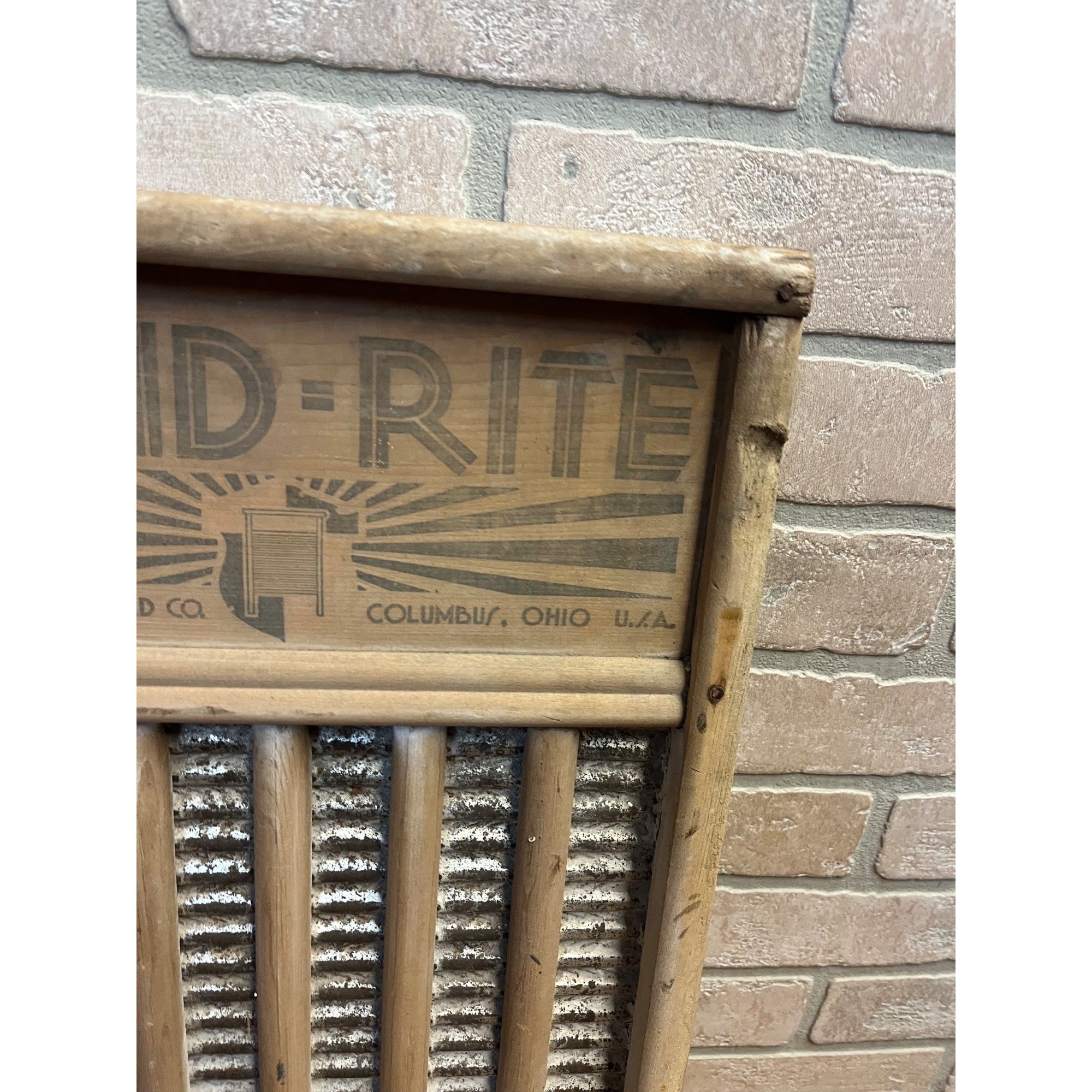 Vintage Wooden Washboard Maid Rite Columbus Washboard Co. Laundry Decor Ohio