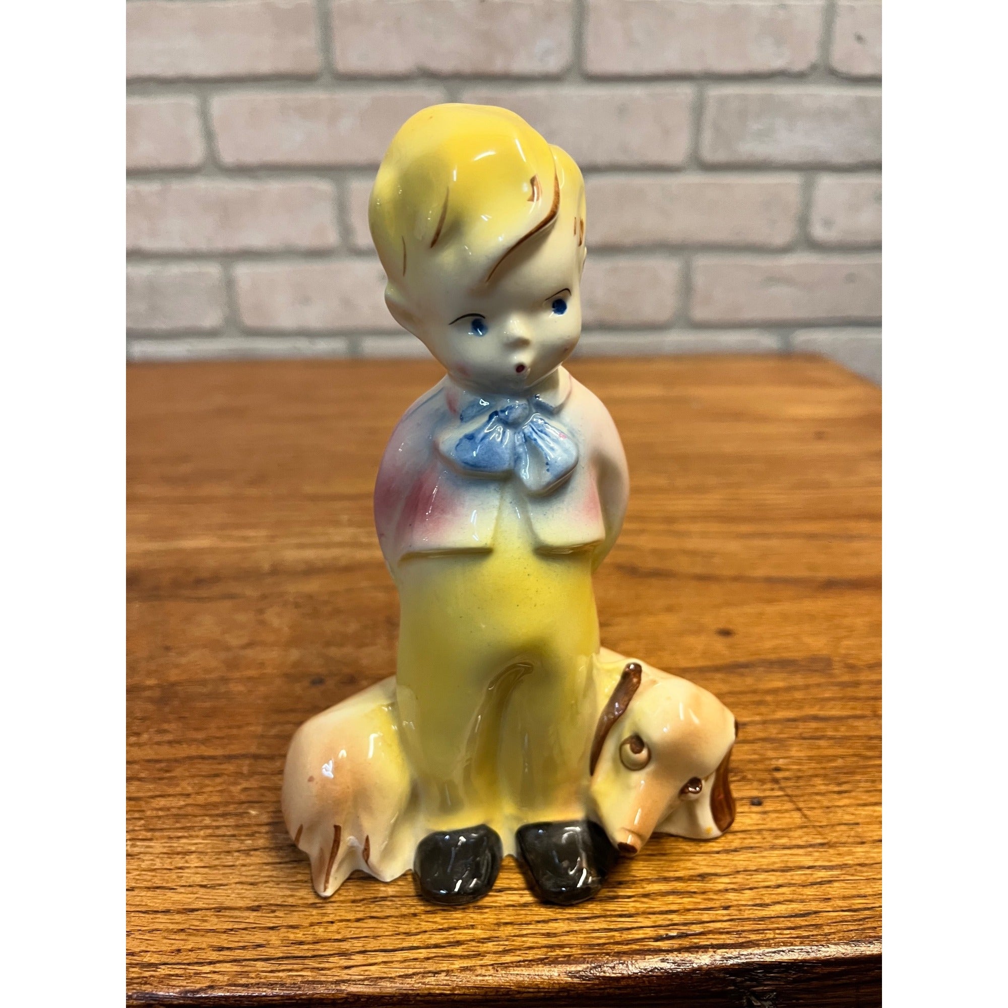 Vintage Elsa "A Boy and His Dog"  Dachshund Ceramic Figurine MCM