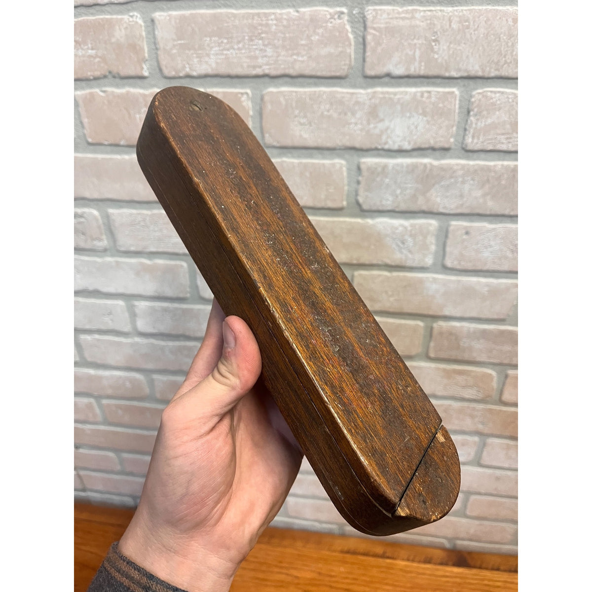 Primitive Handmade Sliding Lid Wood Box Sewing or Pencil / Ink Pen Case AAFA