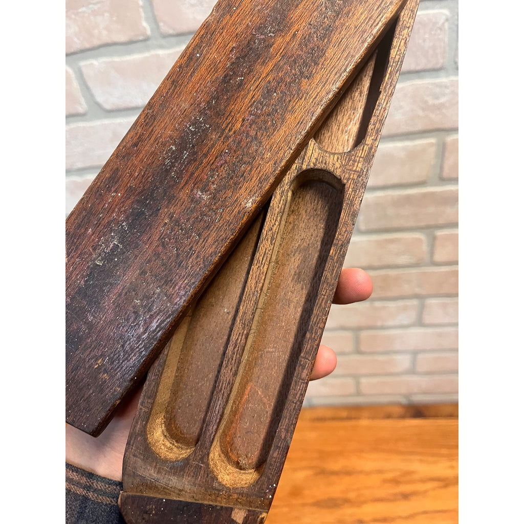 Primitive Handmade Sliding Lid Wood Box Sewing or Pencil / Ink Pen Case AAFA