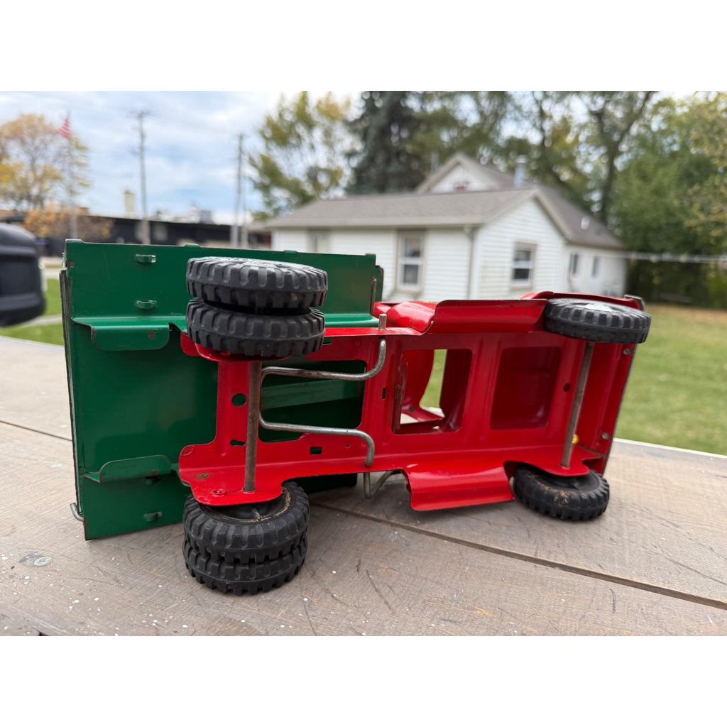 Vintage Tonka Dump Truck Red & Green Pressed Steel Toy