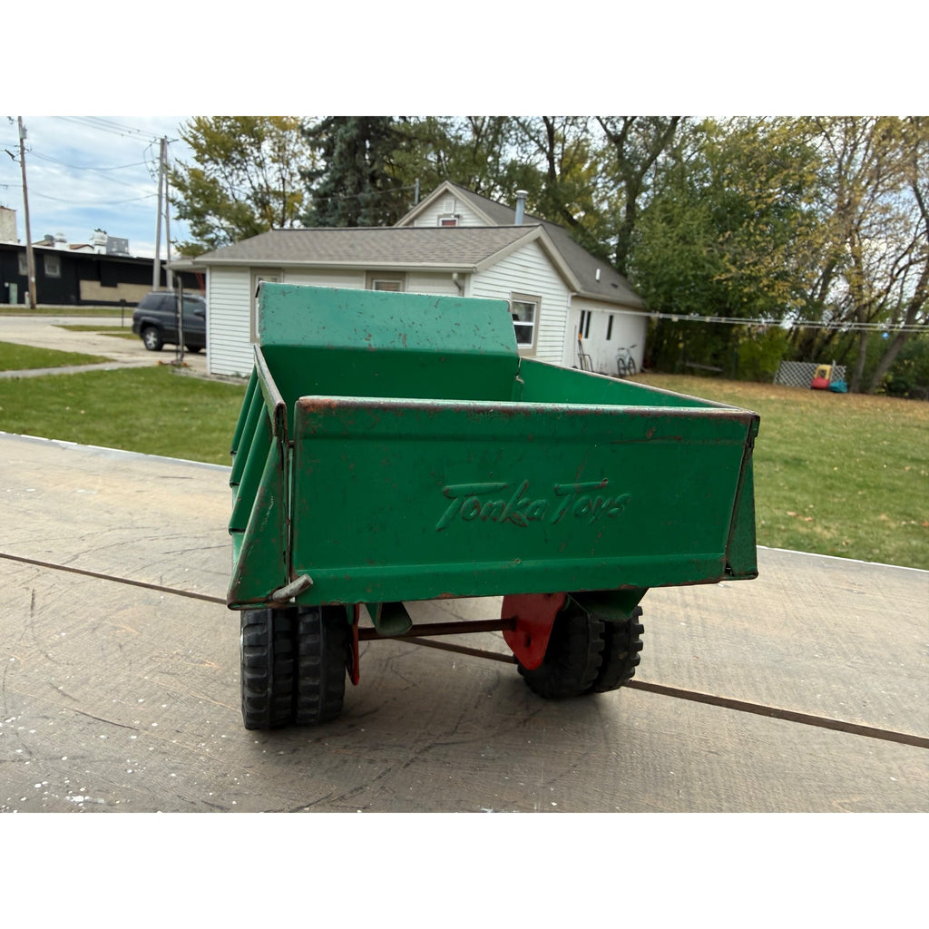 Vintage Tonka Dump Truck Red & Green Pressed Steel Toy