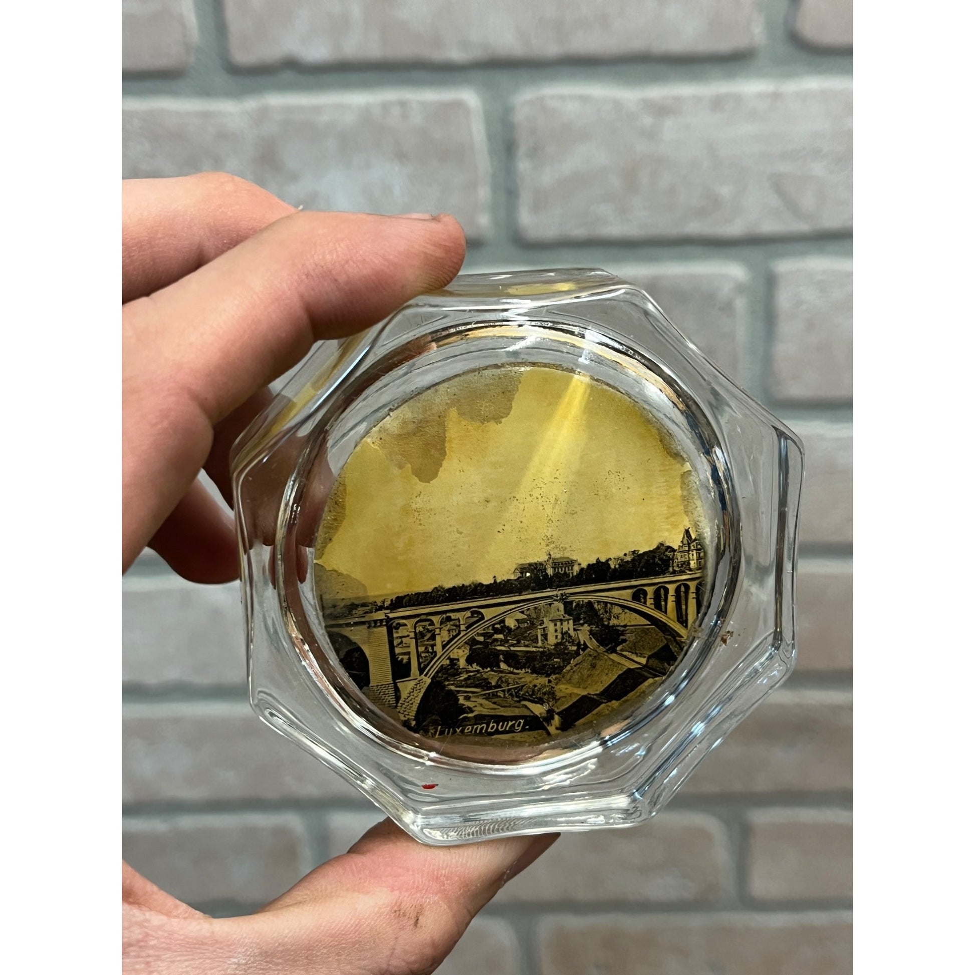 Vintage 1930s Luxembourg Real Photo Souvenir Glass Paperweight